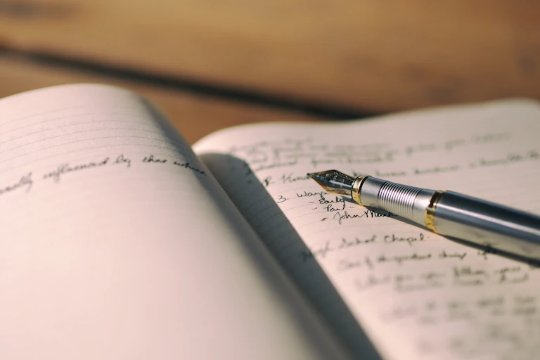 A pen on a paper.