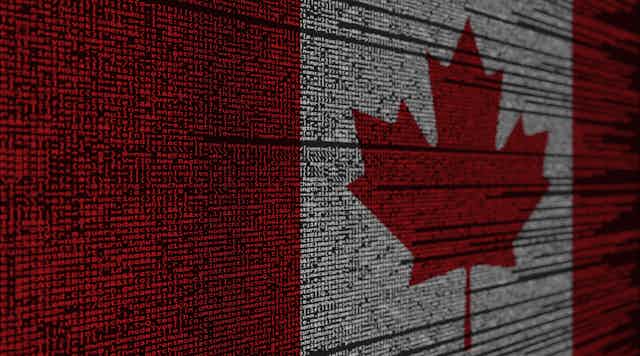 Canadian flag constituted of computer code