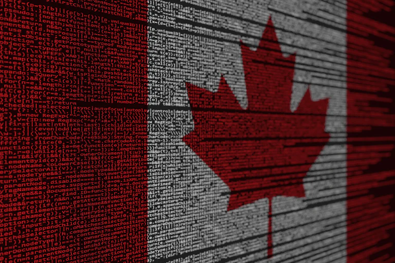 Canadian flag constituted of computer code