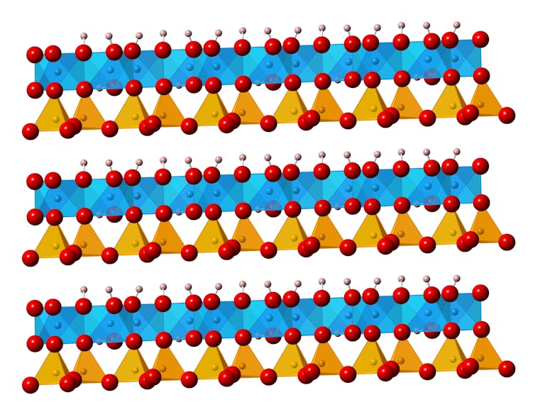An illustration of the molecular structure of kaolinite clay