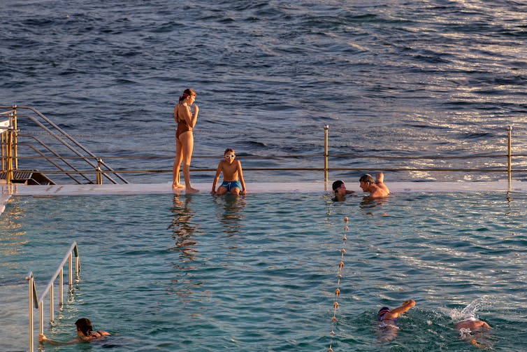 Swimmers at Bondi Beach pool.