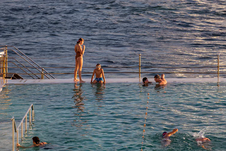 Swimmers at Bondi Beach pool.