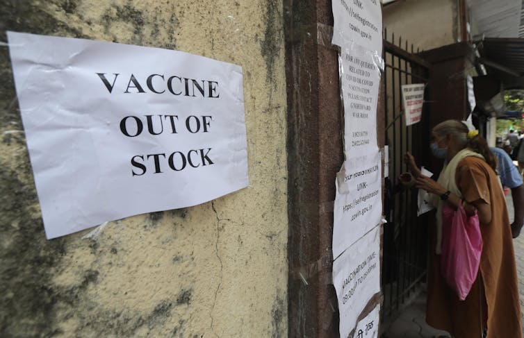 Vaccine shortage in India.