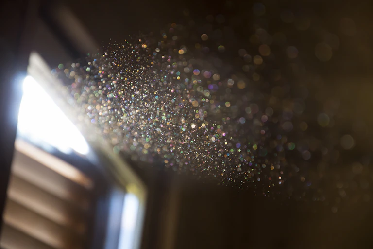 Dust floating in the air inside a house