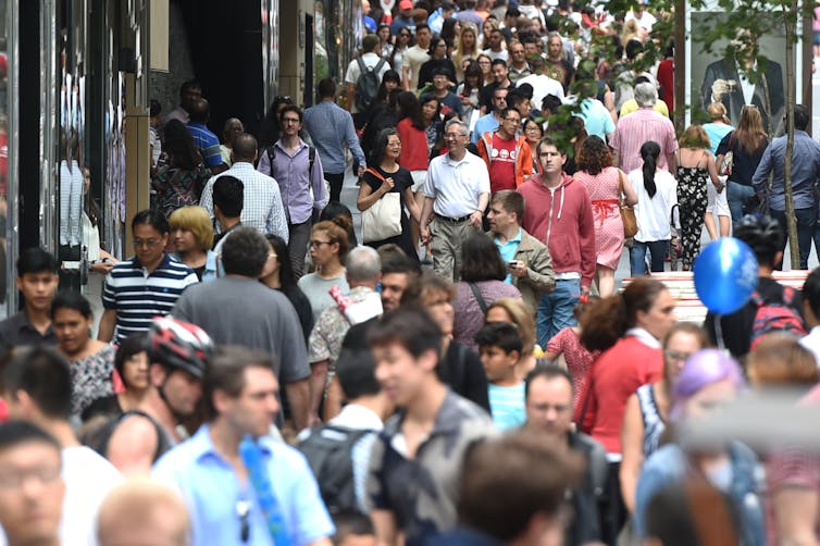 Crowds in shopping precinct