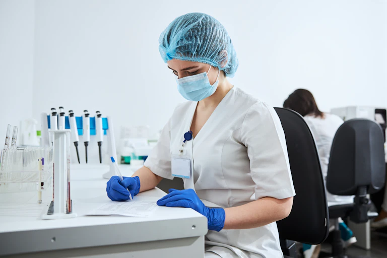 A female biotechnician at work