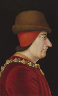 Profile portrait of medieval french king.