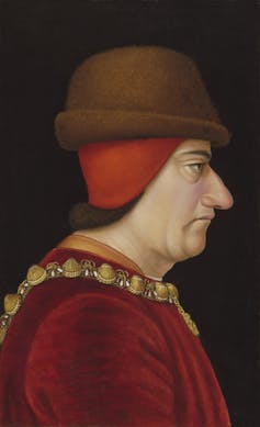 Profile portrait of medieval french king.
