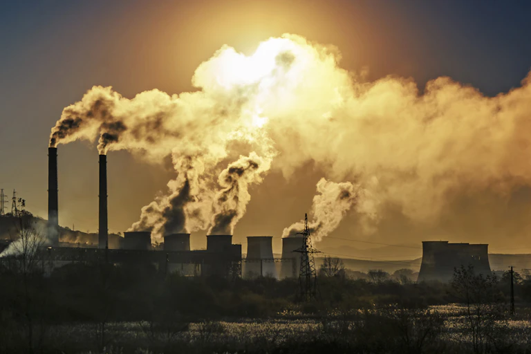 Industrial stacks emitting smoke