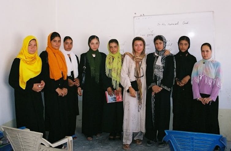 A group of Afghan middle school girls