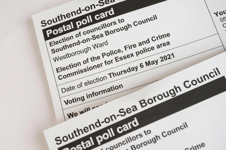 A polling card for a police, fired and crime commissioner for Essex