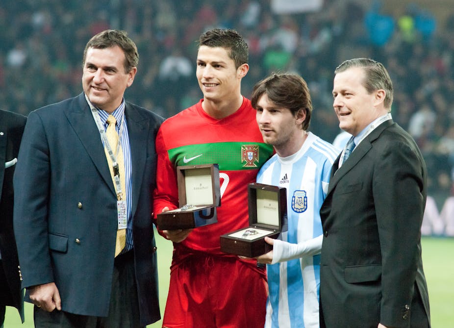 Cristiano Ronaldo et Lionel Messi avant un match entre le Portugal et l'Argentine en 2011