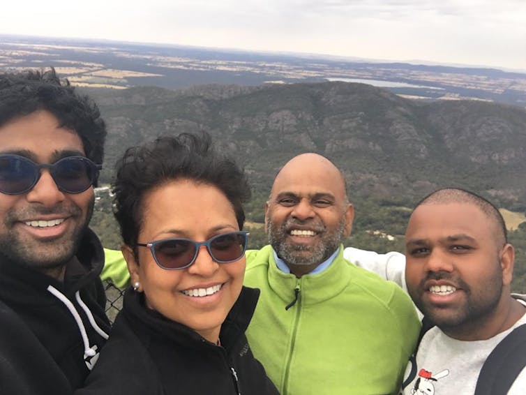 The Australian-Indian Ramana Akula with his wife and sons on a previous trip to the Grampians.