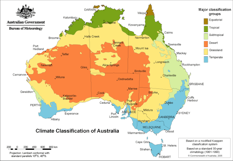 Australian climate zone map