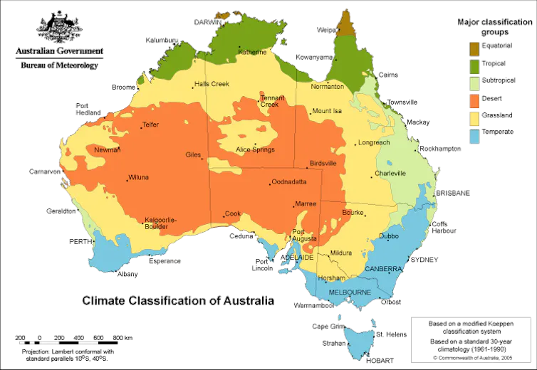 Australian climate zone map