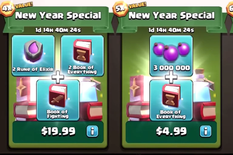 In-app purchase screen on Clash of Clans