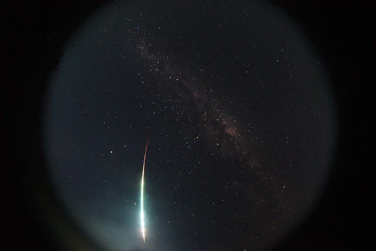 Fireball streaking through the sky