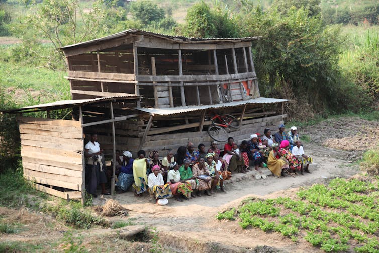 Members of a survivors group of the Rwandan genocide gather for a meeting on trauma recovery at a place near Kigali.