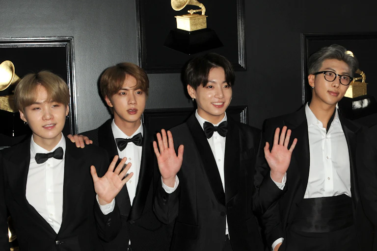 Members of BTS at the 61st Grammy Awards in Los Angeles.