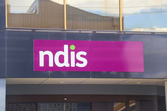 A sign saying "NDIS" standing for the National Disability Insurance Scheme