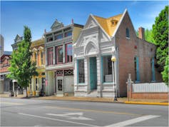 A row of colorful buildings