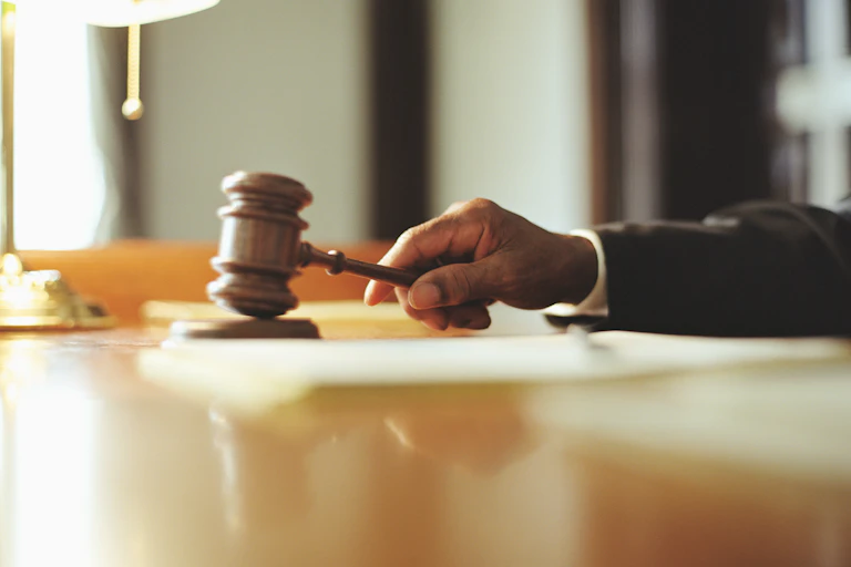 Hand holding gavel