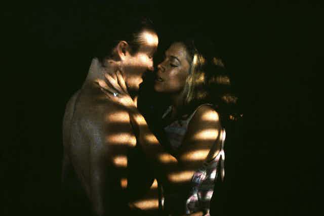 William Hurt and Katheen Turner in an intimate scene from the film Body Heat, 1981