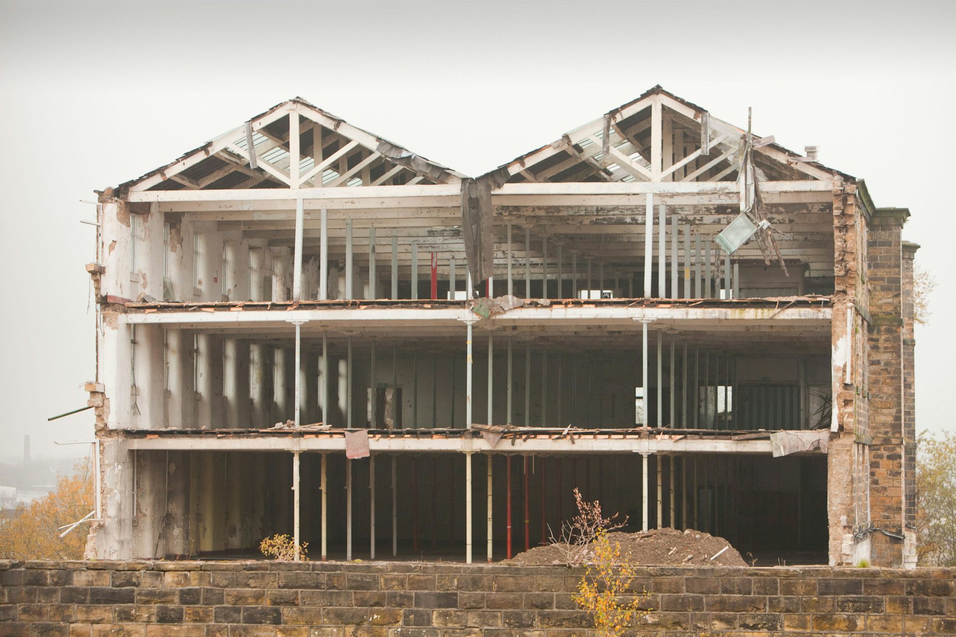 large industrial building with outer walls removed.