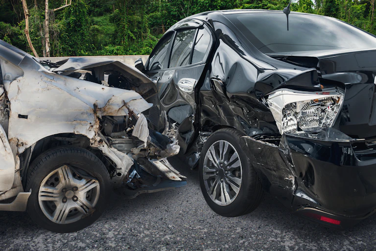 Two cars in an accident