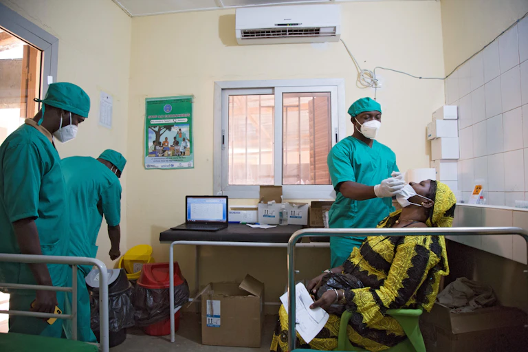 Woman getting COVID test