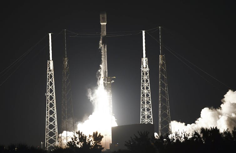 A SpaceX Falcon 9 rocket lifts off