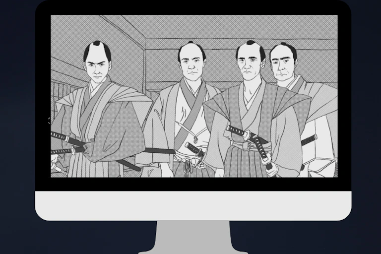 Video artwork of samurais
