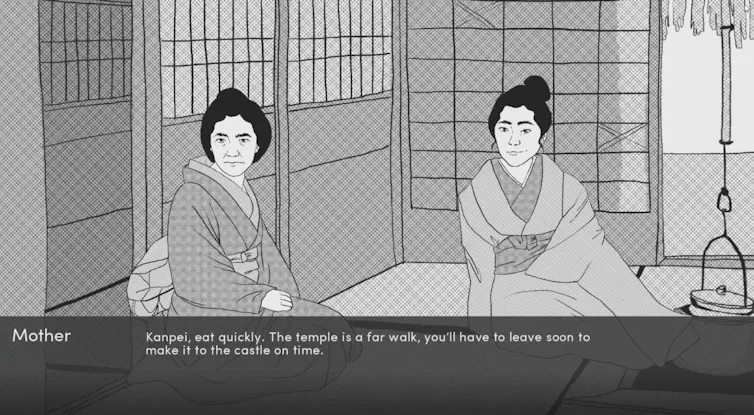 Video game artwork of two Japanese women