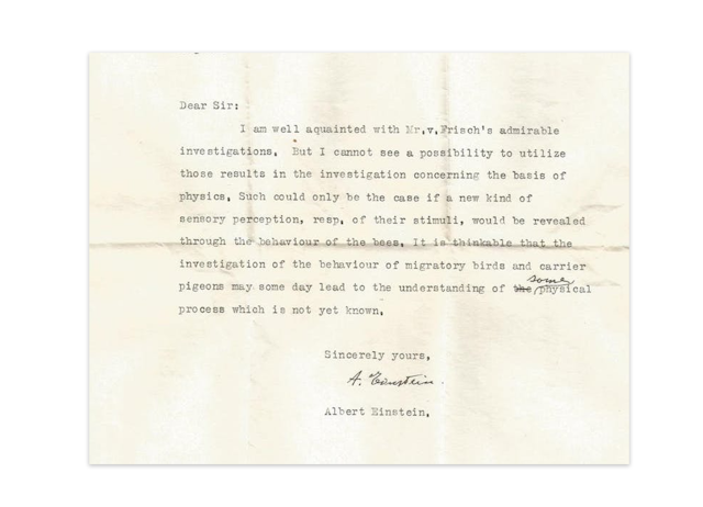 Letter written by Albert Einstein