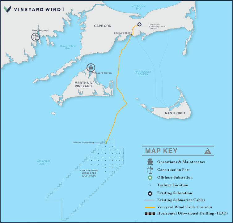 Map of the wind farm location and cables