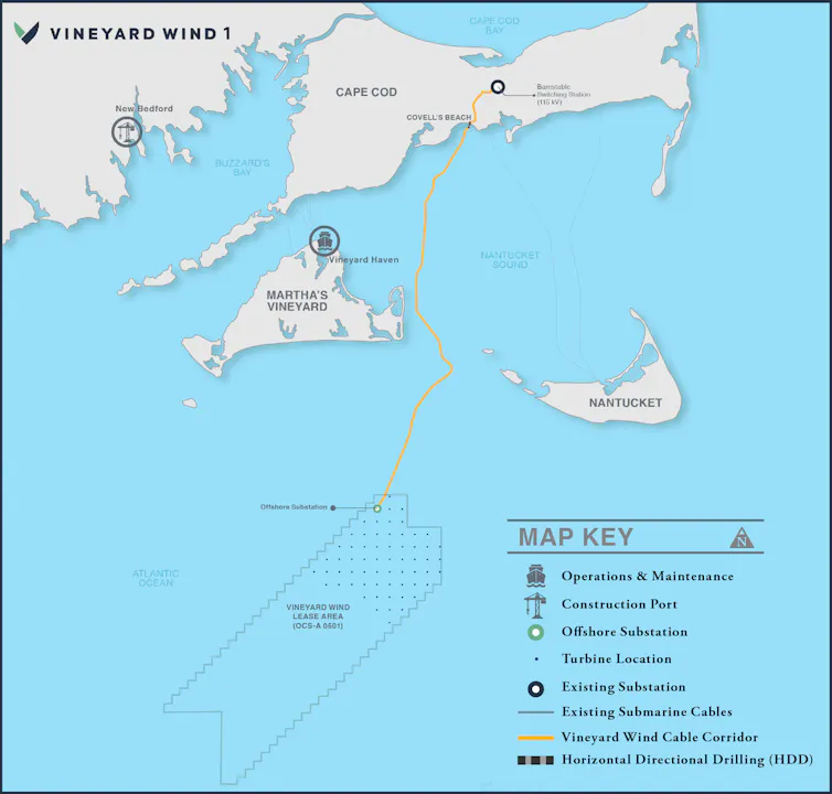 Map of the wind farm location and cables