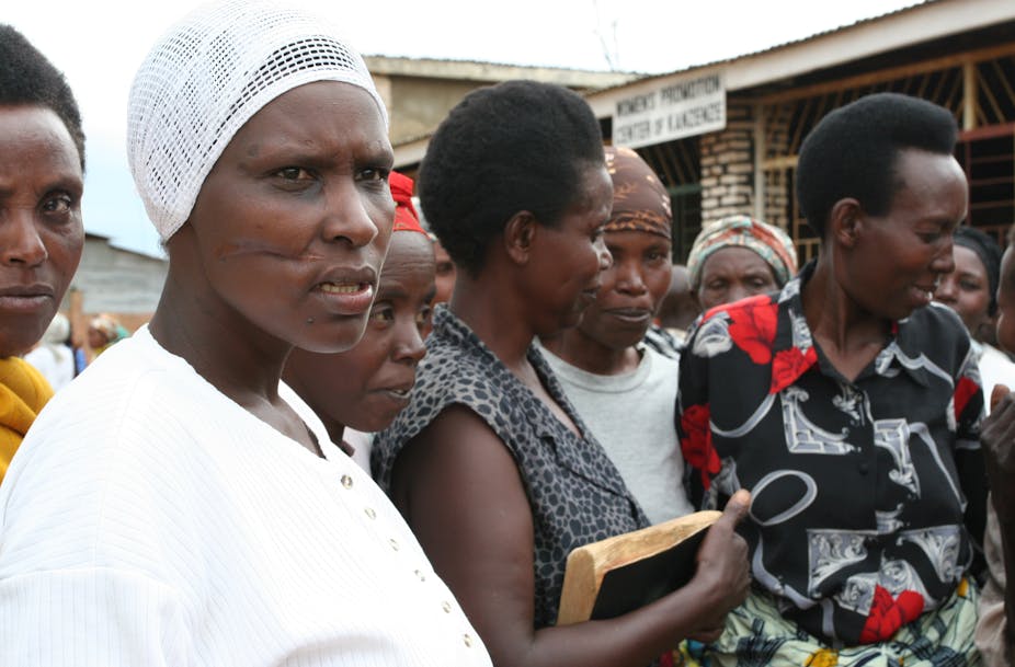 Women survivors of Rwandan genocide gather for a trauma healing meeting near Kigali, 2010