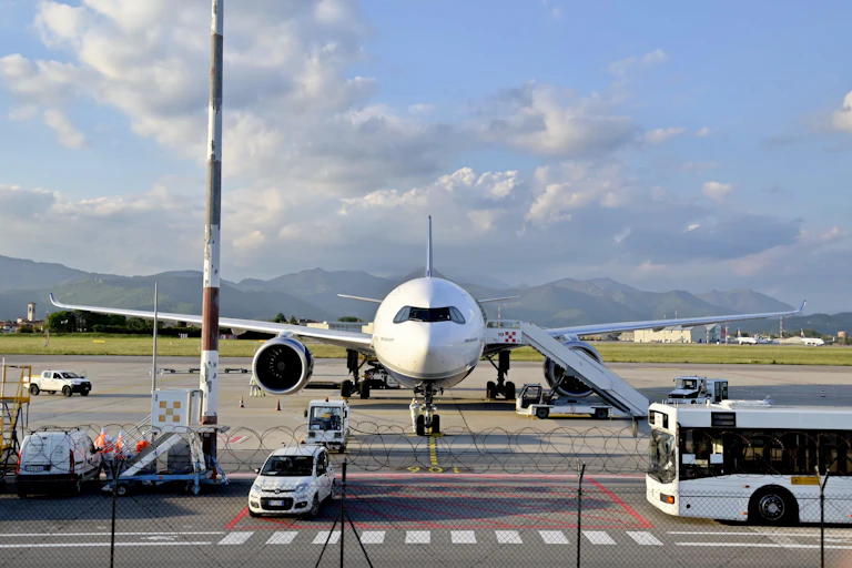 A plane on a runway
