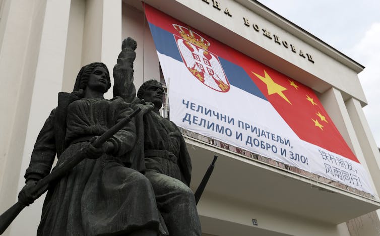 Billboard in Serbia promoting Chinese friendship.