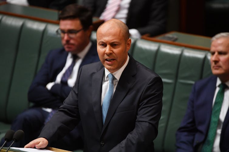 Federal treasurer Josh Frydenberg speaking in parliament.