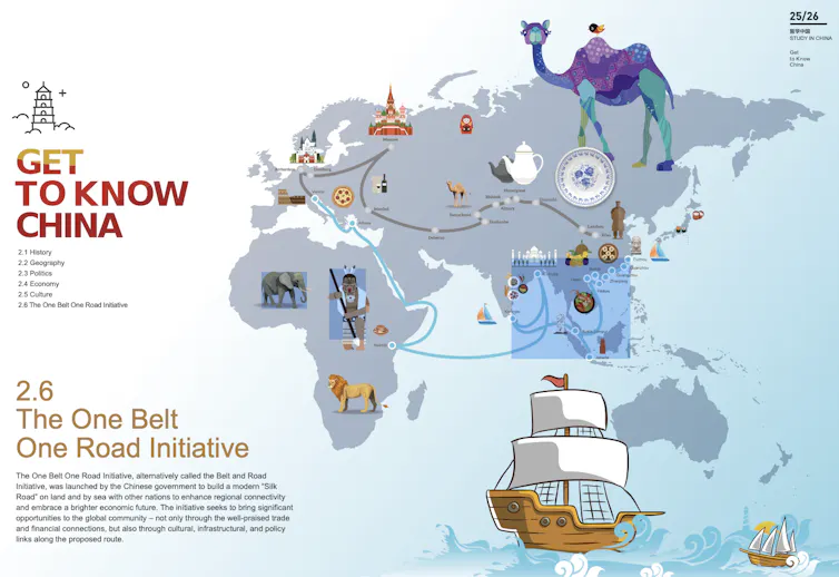 A page from the Study in China Guide showing the place of international education in the Belt and Road Initiative