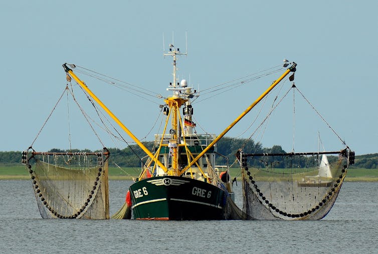 Fishing boat with nets