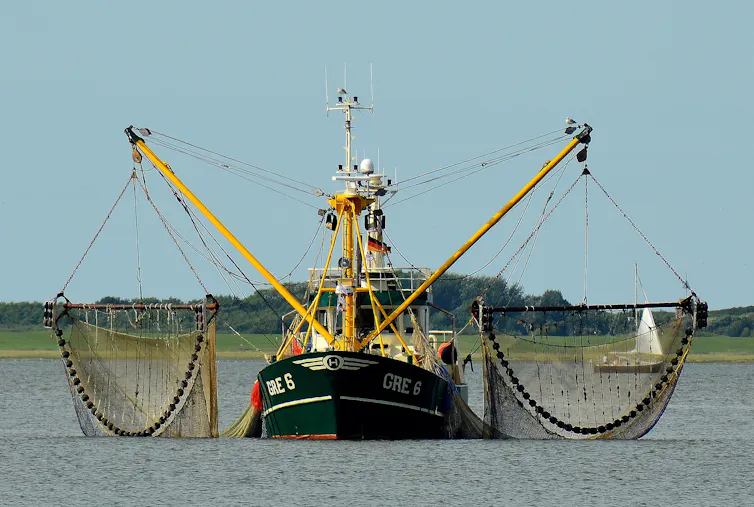 Fishing boat with nets