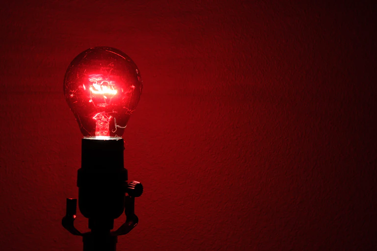 Red light bulb switched on