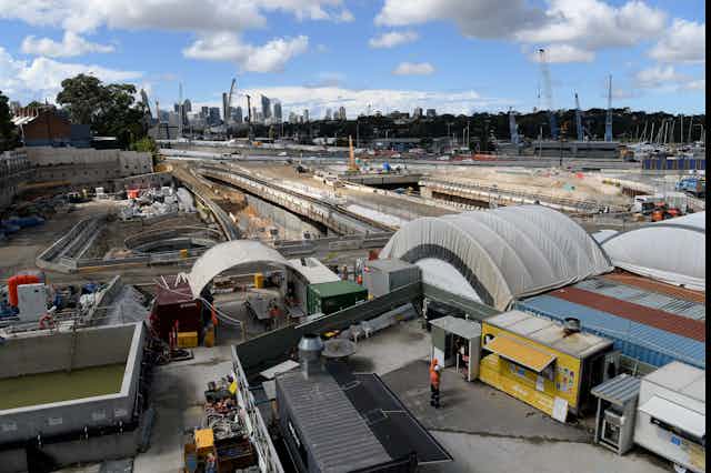 view of construction work on transport interchange in Sydney