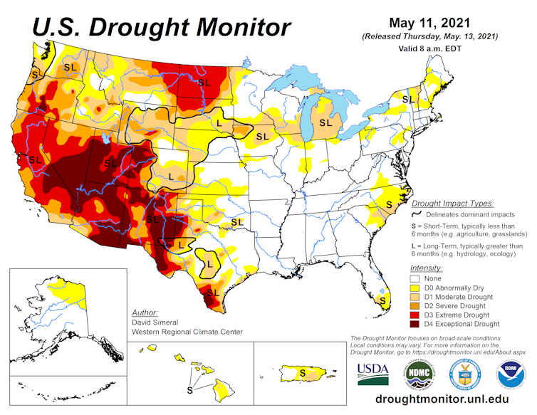 Color-coded map showing drought
