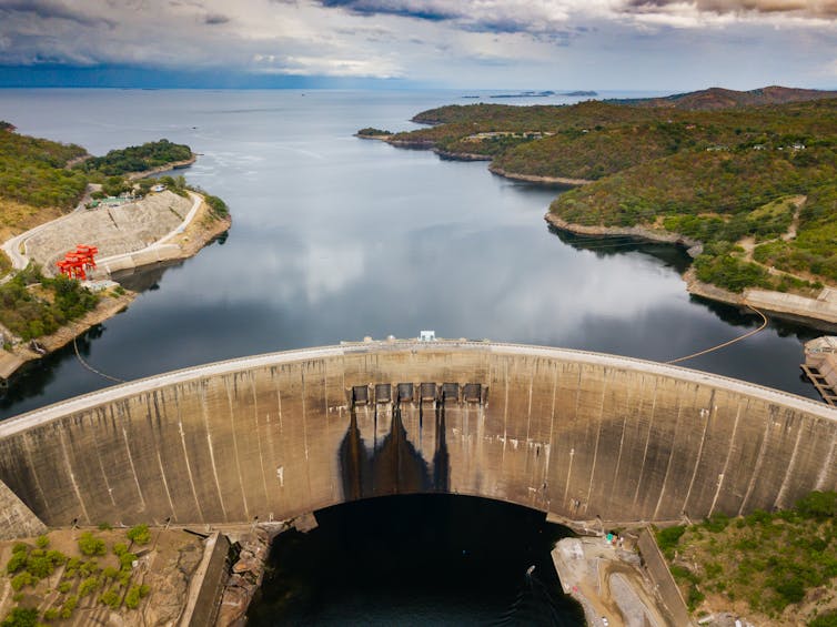 Large dam seen from above