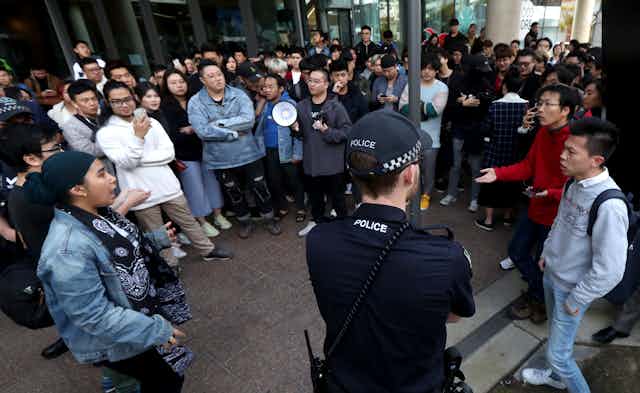 Rival protesters clash on campus over China and Hong Kong