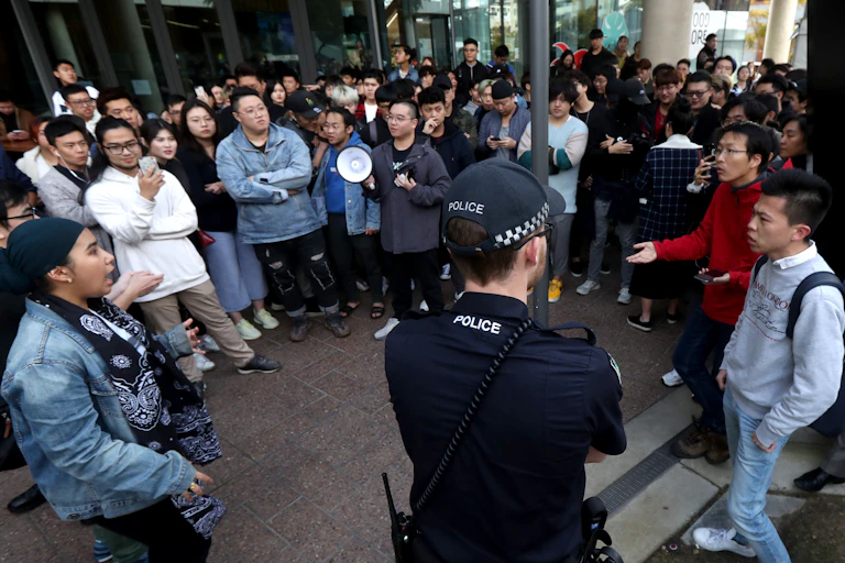Rival protesters clash on campus over China and Hong Kong