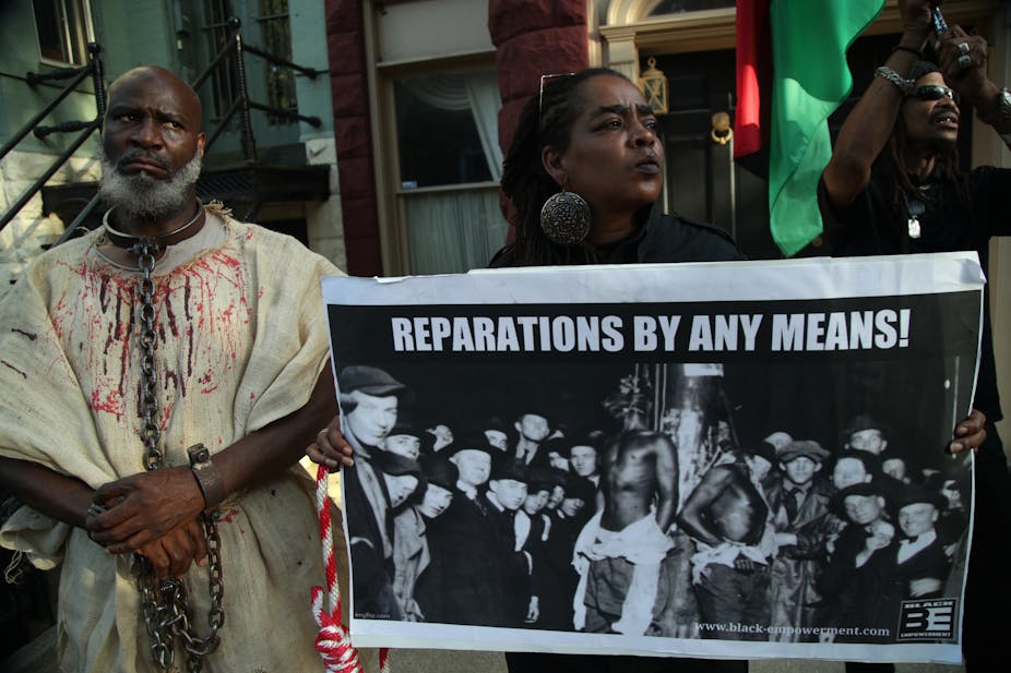 Manifestation pour exiger le versement de réparations aux descendants d'esclaves aux États-Unis